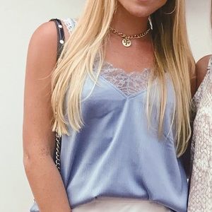 H&M Blue Lace Tank Top
